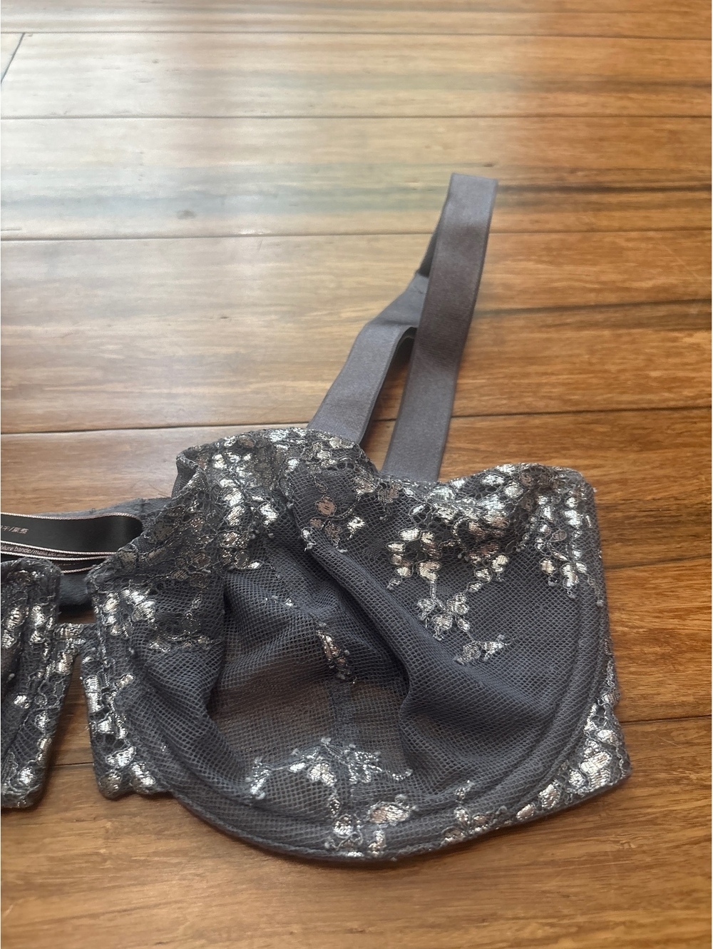 Victoria’s Secret Very Sexy Unlined Demi Gray Lace Mesh 34DD Bra - Picture 3 of 8